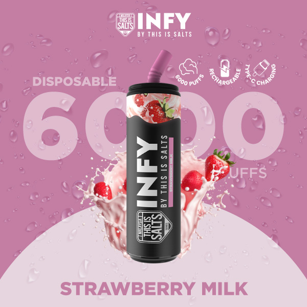 INFY 6000 Puffs Strawberry Milk กลิ่นนมสตรอเบอร์รี่